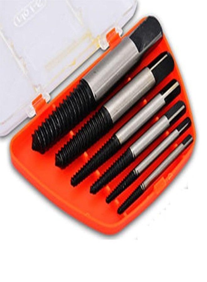 H9 6Pcs Screw Extractor Set for Broken Studs, Bolts, Screws & Pipes (3-22mm) | Reverse Drill Bit Remover Kit for Thread Repair - Chrome Vanadium Steel - Image 1